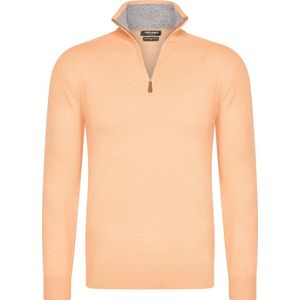 Heren trui Cashmere touch - Schipperstrui met rits - Coltrui Heren - Longsleeve Shirt - Sweater Heren - Maat XL - Oranje