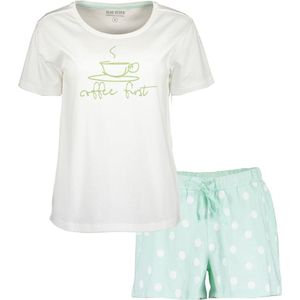 Blue Seven dames pyjama 168517 wit/lichtgroen - 42