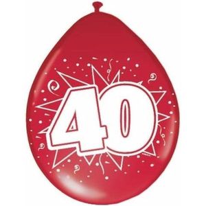 8x Rode ballonnen 40 jaar jubileum thema - feestartikelen en getrouwd versieringen