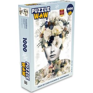 Puzzel Vrouw - Bloem - Scherven - Legpuzzel - Puzzel 1000 stukjes volwassenen