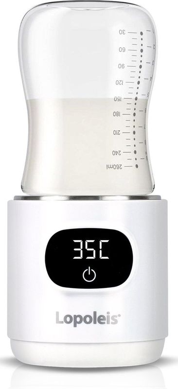 Lopoleis® Compacte Baby Flessenwarmer – Draagbaar (onderweg & thuis) – USB Oplaadbaar – Draadloos – Bottle Warmer – Inclusief 5 Adapters – Philips Avent, Difrax, Dr.brown's, Tommee Tippee, CHICCO, SpeCtra, Bebe Confort, NIP, Medela, Alvar, NUK, MAM
