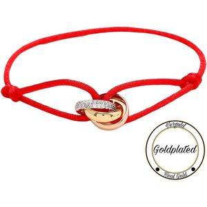 Soraro Tricolor Zirkonia Armband | Rood | Goldplated | Soraro Armbanden | Zirkonia | Cadeau voor haar | verjaardag vrouw