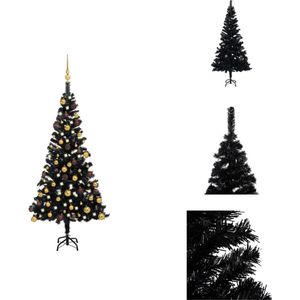 vidaXL Kunstkerstboom - Zwarte - 120 cm - LED-verlichting - Decoratieve kerstboom