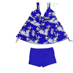 Tankini grote maat dames 2 delig- Stijlvolle badkleding- Bikini Dames- Zwempak Strandkleding Swimsuit VH563- Velle paars met bloemprint- Maat 58