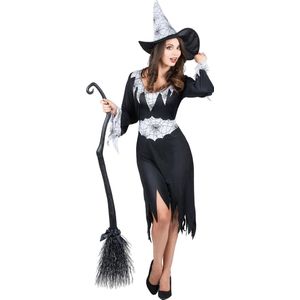 Verkleedkostuum als heks in zwart en wit voor dames Halloween kleding - Verkleedkleding - One size