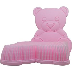 Badborstel beer - roze - washandjes - 2 x borstel baby - massage borstel - massage spons - spons bad kind - silicone