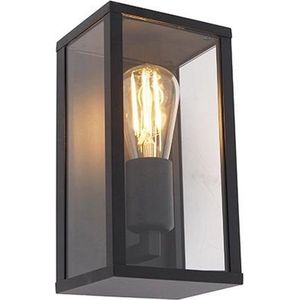 QAZQA charlois - Industriele Wandlamp voor buiten - 1 lichts - D 14 cm - Zwart - Industrieel - Buitenverlichting