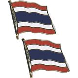 2x stuks pin broche speldje vlag Thailand 20 mm - supporters feestartikelen