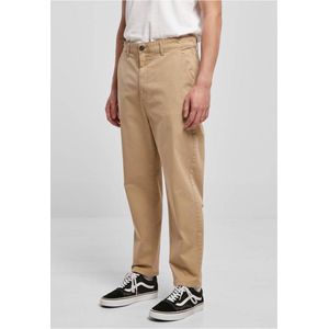 Urban Classics - Cropped Chino Broek rechte pijpen - Taille, 32 inch - Beige