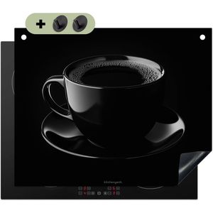 KitchenYeah® Inductie beschermer 65x52 cm - Zwart - Koffie - Kopje - Kookplaataccessoires - Afdekplaat voor kookplaat & Spatscherm achterwand - Inductiebeschermer - Inductiemat - Inductieplaat mat - Keuken decoratie
