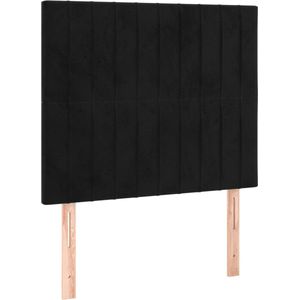 The Living Store Boxspring s Bed - 193 x 90 x 118/128 cm - Black Velvet and White/Black Mattress