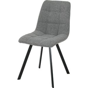 Eetkamerstoel Drop® - Kali - kleur grijs - gestoffeerde stoel in bouclé en zwart metalen poten - 45 x 55 x 88 cm zithoogte 50cm