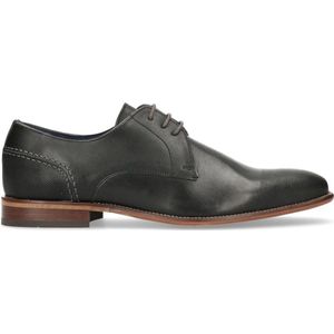 Manfield - Heren - Zwarte leren veterschoenen - Maat 46