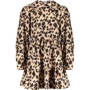 Meisjes jurk - Fay - Zwart bruin luipaard print