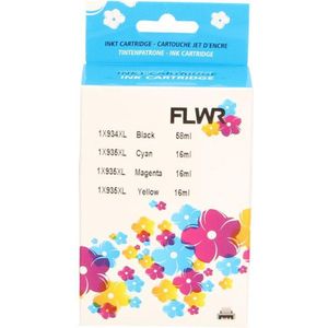 FLWR - Inktcartridges / 934XL / 4-pack Zwart & Kleur - Geschikt voor HP