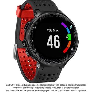 Zwart Rood siliconen sporthorlogebandje geschikt voor de Garmin Forerunner 220, 230, 235, 620, 630, 735XT, Approach S20, S5 & S6 - horlogeband - Maat: zie maatfoto - polsband - strap - siliconen - rubber