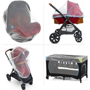 Babymuggennet voor kinderwagen, draagzitje en wieg, elastisch koord voor een stevige pasvorm, muggennet voor kinderen, voor joggers, autostoel