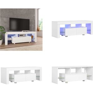 vidaXL Tv-meubel met LED-verlichting 130x35x45 cm hoogglans wit - Tv-kast - Tv-kasten - Kast - Kasten