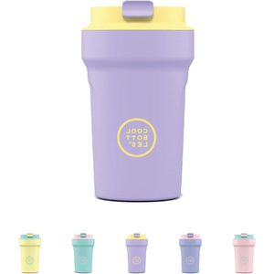Thermosbeker - 350 ml - Luchtdicht - 10 uur koud 5 uur warm - BPA Vrij - Paars en Geel - Cool Bottles