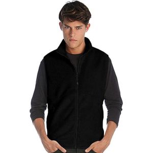 Fleece casual bodywarmer zwart voor heren - Outdoorkleding wandelen/zeilen - Mouwloze vesten S