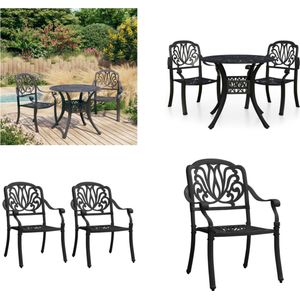 vidaXL 3-delige Bistroset gietaluminium zwart - Bistroset - Bistrosets - Bistro Set - Bistro Sets