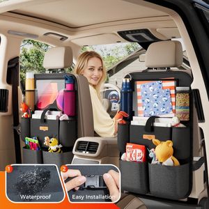Autoorganisator Autostoel Organizer 4e generatie Verbeterde Car Organizer Achterbank voor maximaal 10,5 tablet, 9 zakken, Kids Toy Storage, Waterbestendig Achterbank Protector (Zwart, 2 PC)