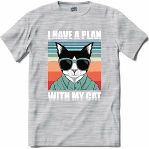 I Have A Plan With My Cat | Katten - Kat - Cats - T-Shirt - Unisex - Donker Grijs - Gemêleerd - Maat M