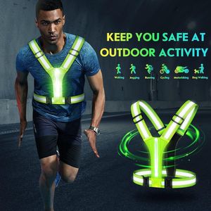 LED reflecterende vest hardloopkleding, USB oplaadbare LED licht op vest hoge zichtbaarheid met verstelbare taille/schouder voor joggen hardlopen fietsen wandelen motorfiets