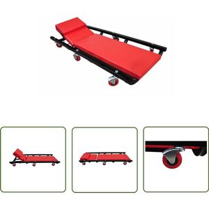 The Living Store Monteursbed met 6 wielen verstelbaar - Monteursbed - Garage Gereedschap - Auto Onderhoud - Ligbed - Werkblad