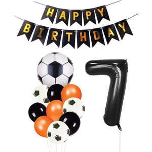 Cijfer Ballon 7 | Snoes Champions Voetbal Plus - Ballonnen Pakket | Oranje en Zwart