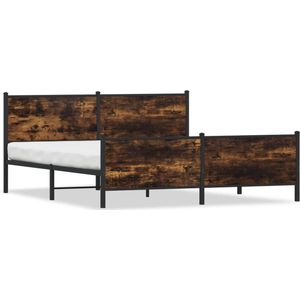vidaXL - Bedframe - zonder - matras - metaal - gerookt - eikenkleurig - 200x200 - cm