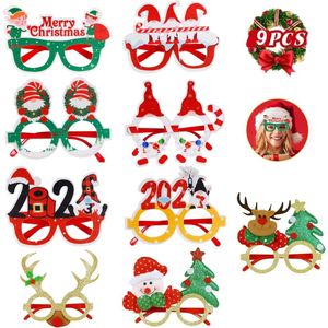 9 stuks kerstbril voor kinderen, met glitter versierde kerstglazen montuur, kerstfeestbrillen, kerstdecoratie brillen, feestbrillen voor kinderen en volwassenen.