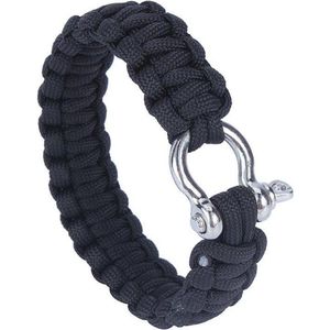 Paracord armband - Roestvrij staal - Ronde sluiting - Zwart