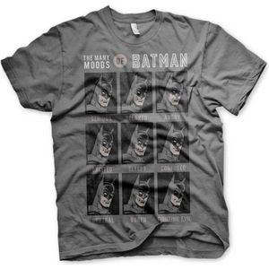 DC Comics Batman Heren Tshirt -S- The Many Moods Of Batman Grijs
