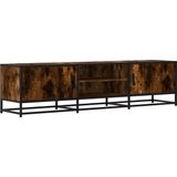 vidaXL - Tv-meubel - 160x35x41 - cm - bewerkt - hout - metaal - gerookt - eikenkleur
