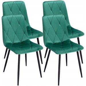 4 x GESTOFFEERDE STOEL gewatteerd FLUWEEL modern