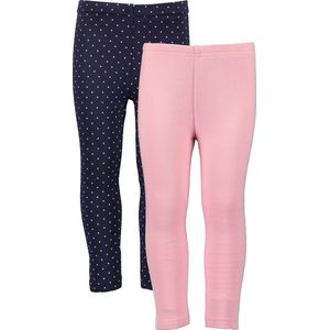 Blue Seven - 2pack - Leggings - Biologische Katoen - Oudroze - Blauw met stip - Maat 110