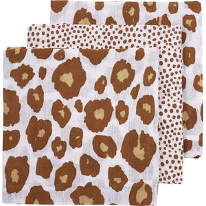 Meyco Baby Cheetah/Panter hydrofiele doeken - 3-pack - camel - 70x70cm