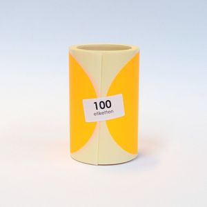 Blanco Stickers op rol 100 stickers 100mm fluor oranje