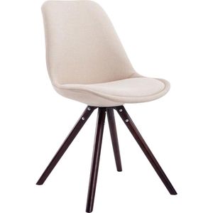 Vergaderstoel Creme - Stoel bruin - Met rugleuning - Bezoekersstoel - Zithoogte 48cm