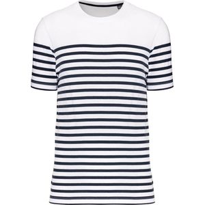 T-shirt Heren 3XL Kariban Ronde hals Korte mouw White / Navy Stripes 100% Katoen