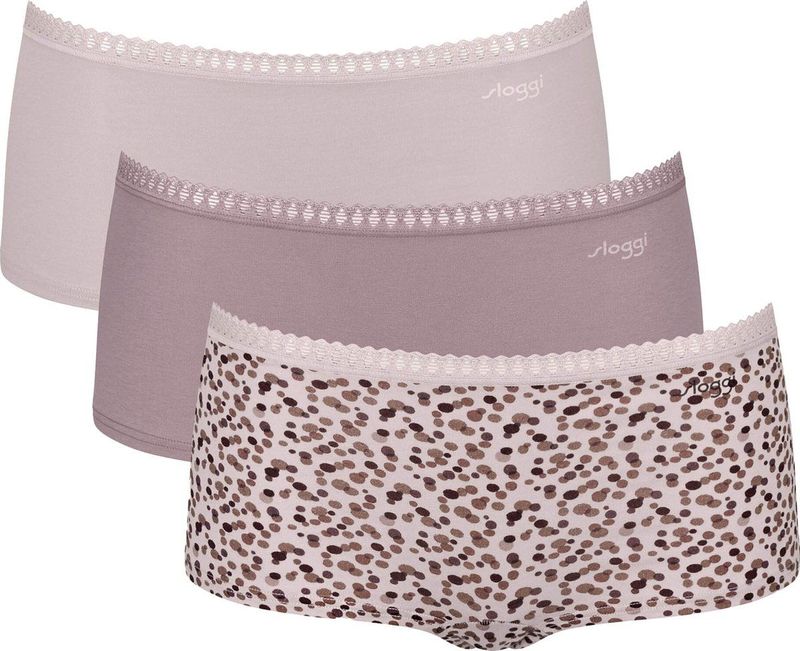 Sloggi 3-pack Crush Go dames boxershorts - Biologisch Katoenen dames onderbroeken - Multipack vrouwen ondergoed - XS - Roze