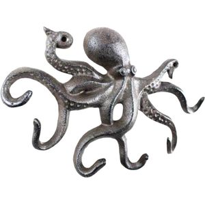 Hampton Nautical gietijzeren octopushaak 11 inch - decoratieve haak - Sealife metalen wandhaak