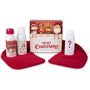Geschenkdoos Merry Christmas Red - Kerst - Advent - gevuld met Shower Foam - Body Mousse - Handgel - Rode sjaal