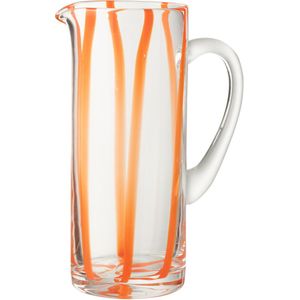 J-Line karaf Strepen - glas - transparant/oranje