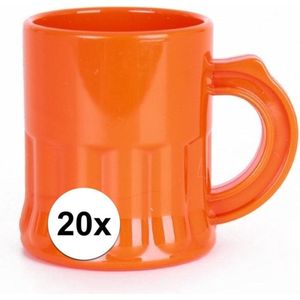 20x Oranje shotglaasjes 2,5 cl