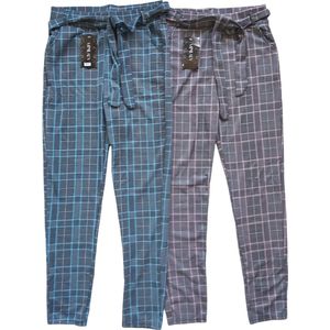 2x Minilady geruite legging M/L -setprijs - blauw - roze