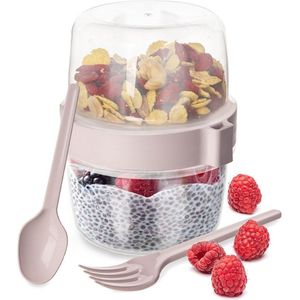 Yoghurtbeker met Lepel Lunchbox 370 ml - Yoghurt en Muesli Beker - Lunchpot - Saladebeker - Salad