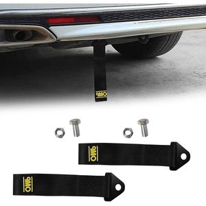 Sleeptouw voor race auto - Nylon - Voor voertuig achterbumper - Zwart - 2 stuks