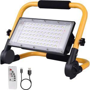 Solar Oplaadbare LED-werklampen met standaard & afstandsbediening - draagbare LED-werklamp voor Camping - 3000 Lumen 13500 mAh batterij - Job Site Verlichting voor outdoor noodauto reparatie